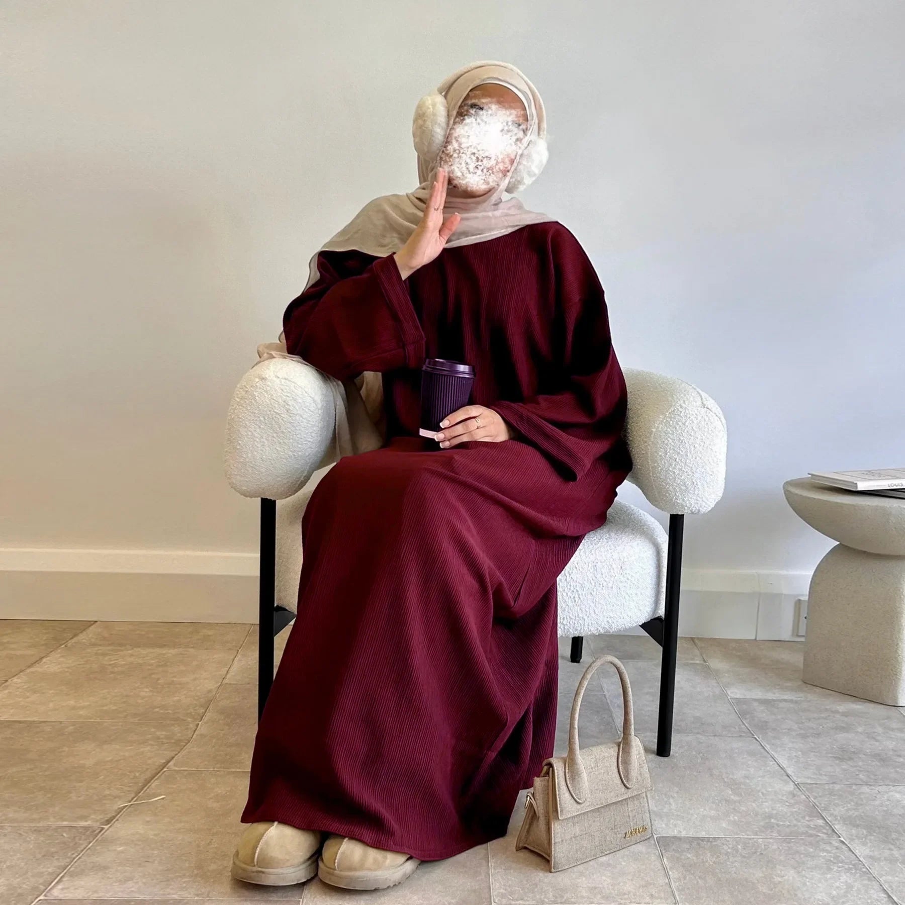 Corduroy Abaya Winter Dress