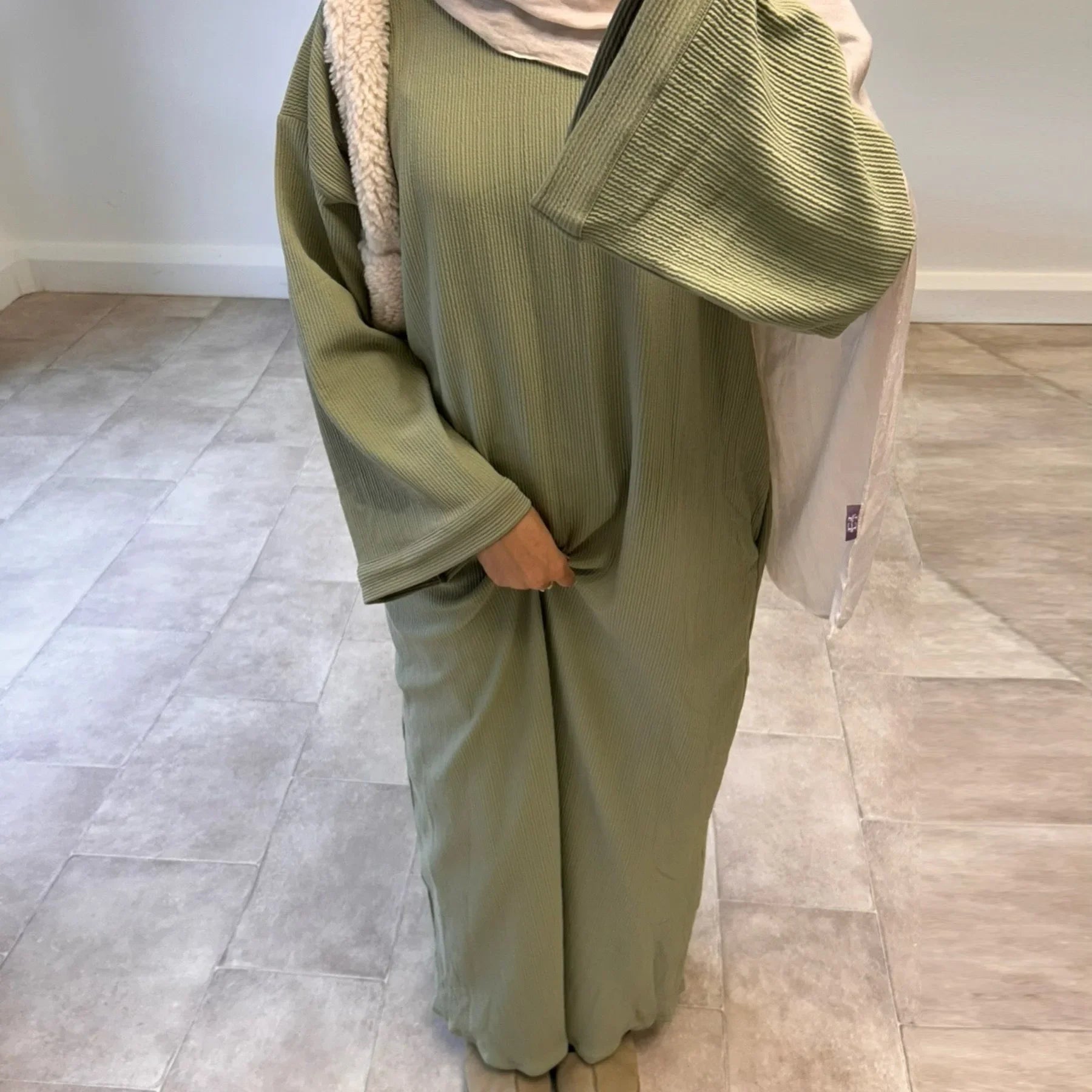 Corduroy Abaya Winter Dress