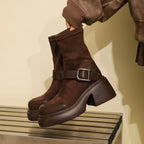 Brown Platform Sock Boots