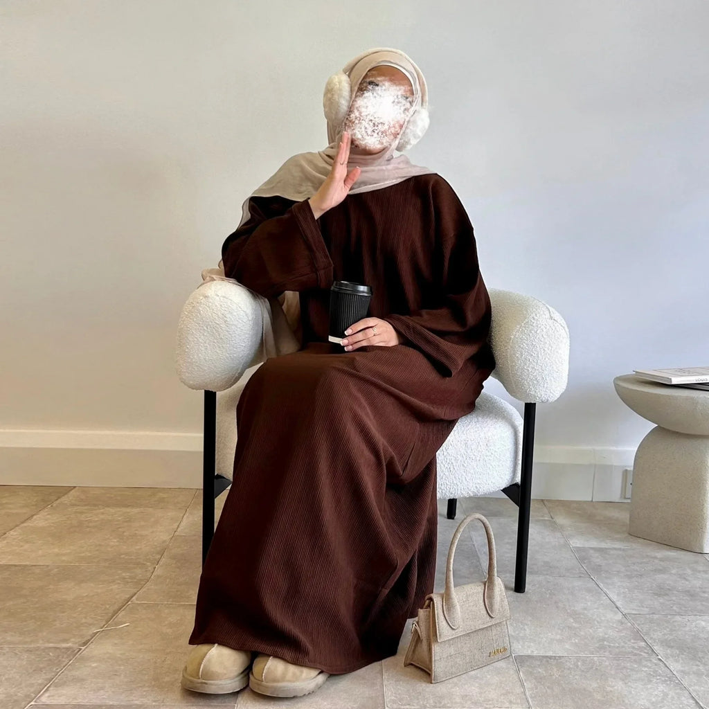 Corduroy Abaya Winter Dress