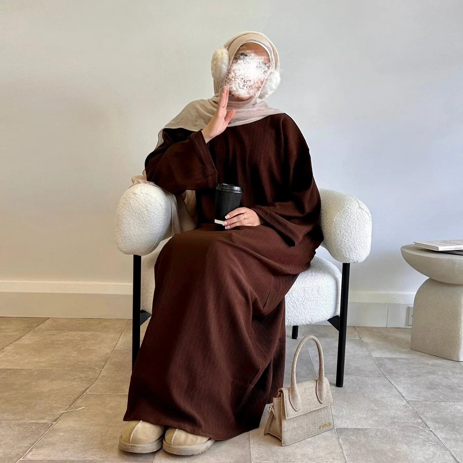 Corduroy Abaya Winter Dress